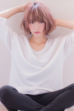 本田翼風ひし形ピンクバイオレットアッシュカラーボブ AKI-197|ALICe by afloatのヘアスタイル