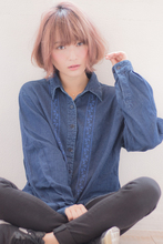 美シルエットエアリーひし形ピンクグレージュショートボブ AKI-198|ALICe by afloatのヘアスタイル