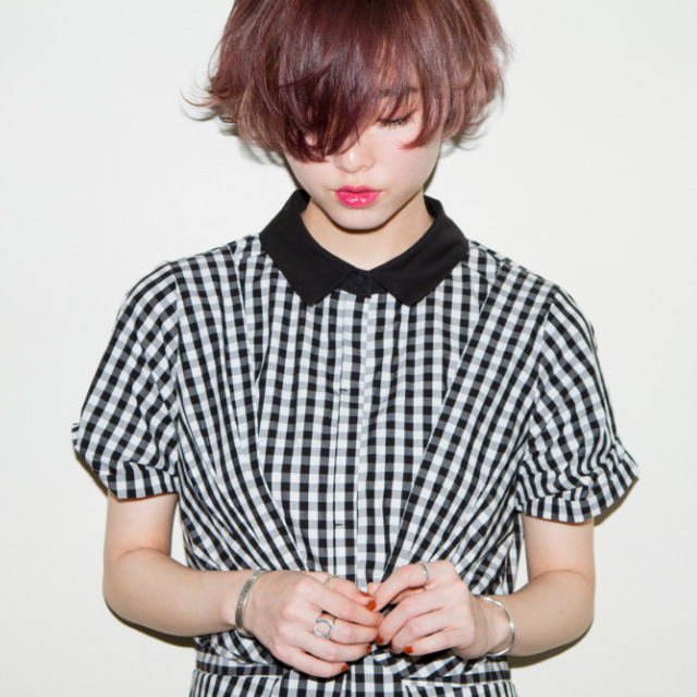 ピンクラベンダー×ショートボブ
