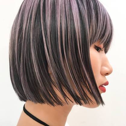 透ける2色のmix Color 切りっぱなしボブ 青山 表参道の美容室 Dab Omotesandoのヘアスタイル Rasysa らしさ