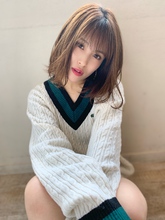 添田】伸ばしかけの方も!ネイビーカラーシースルーバングボブ|Maria by afloatのヘアスタイル