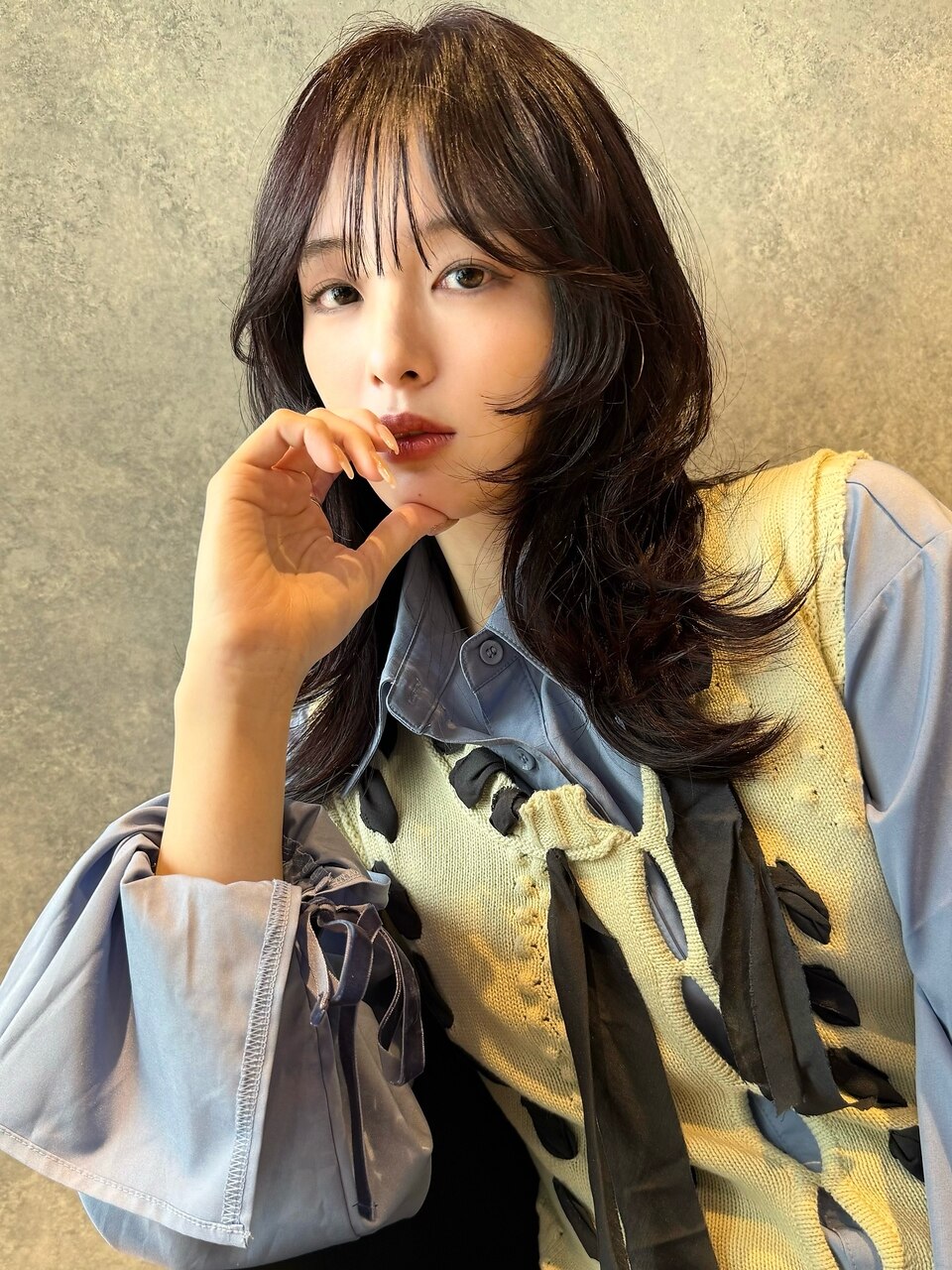 ロングハイレイヤー ココアブラウン