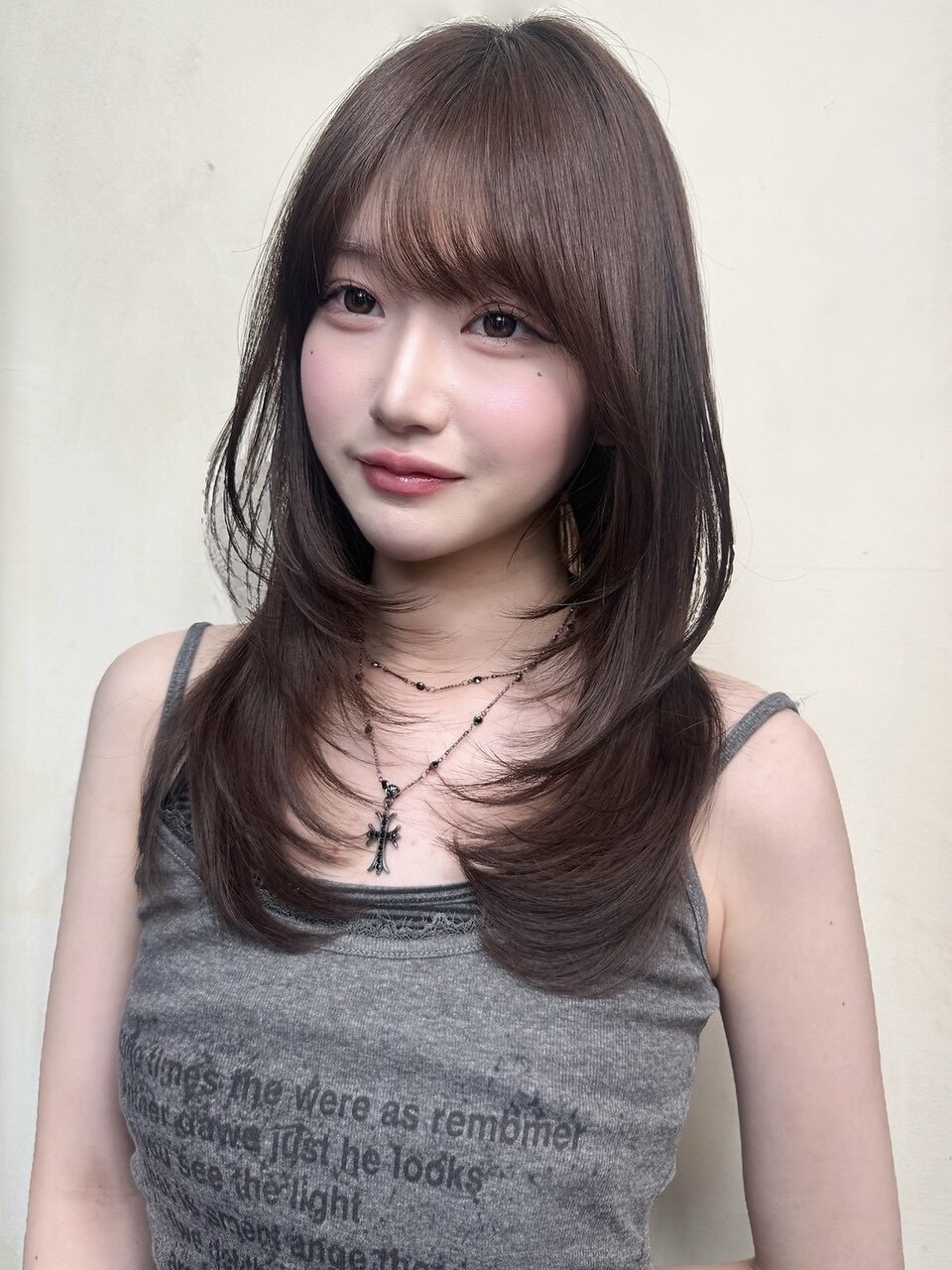 イメチェンピンクベージュ レイヤーカット×髪質改善