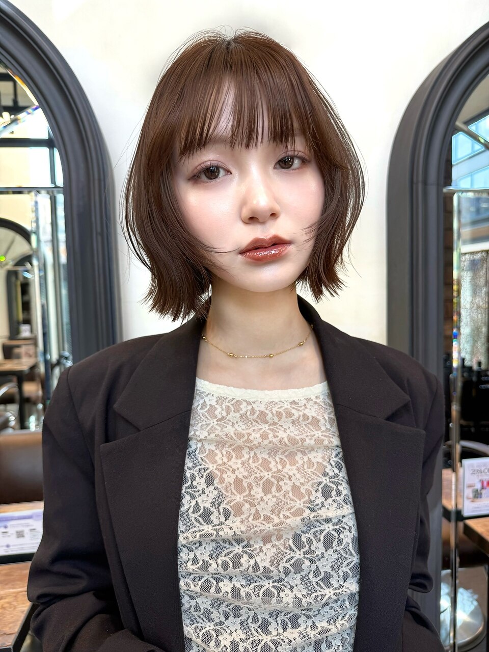 レイヤーボブ ダークブラウン さりげないレイヤー