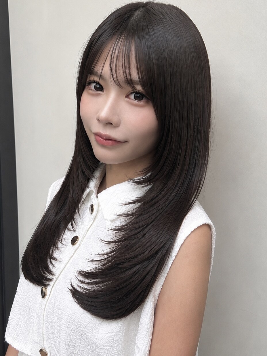 ダークパープルナチュラルロングミルクブラウン