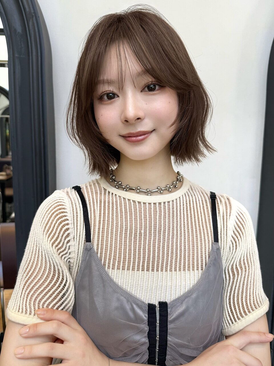 レイヤーボブ ブラウンベージュ