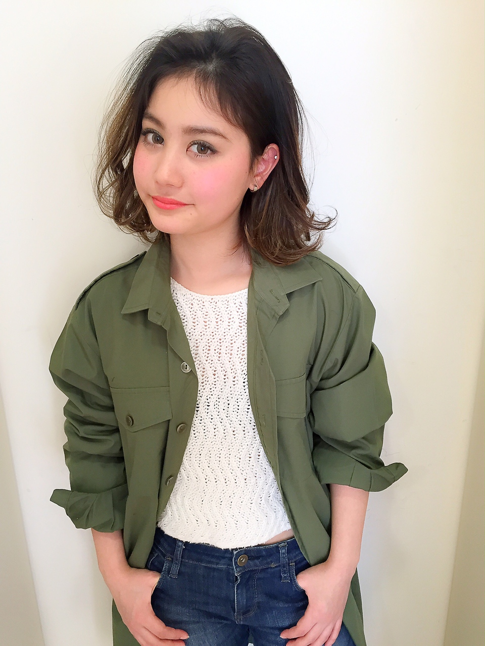 外国人風 ハイライトボブ