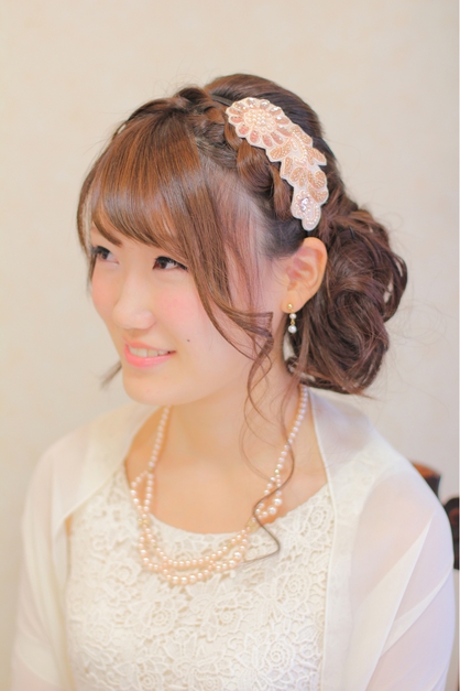 結婚式 髪型 ミディアム サイドアップ | kamigata
